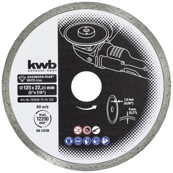 kwb 725240 Disco diamantato Diametro 125 mm Ø foro 22 mm 1 pz.