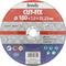 Disco abrasiva con scritta 'CUT-FIX, 180 x 3,0 x 22,23 mm', adatta per metalli. Produttore: KWB. Velocità: 80 m/s.