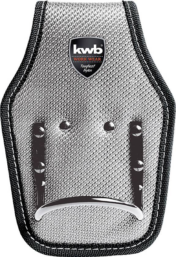 Supporto per un utensile da lavoro realizzato in materiale tessile robusto con logo Kwb sulla parte anteriore. Principalmente per scopi artigianali.