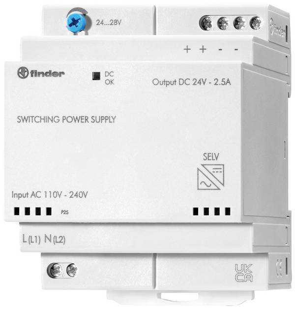 Finder 78.60.1.230.2402 Alimentatore per guida DIN  24 V/DC 2.8 A 60 W   Contenuto 1 pz.