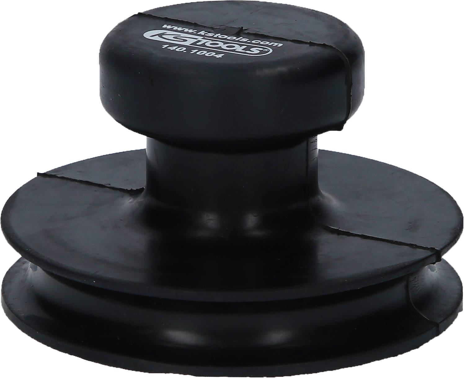 Supporto magnetico nero rotondo con manico e scanalature sulla parte inferiore, utilizzato per proteggere i tetti delle auto durante le riparazioni.