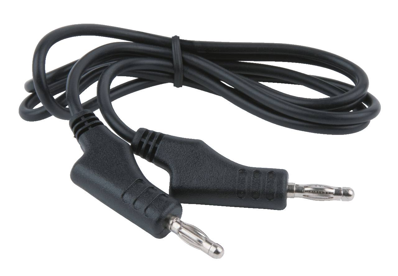 Cavo audio nero con due spinotti jack alle estremità, comunemente utilizzato per connessioni audio tra dispositivi.