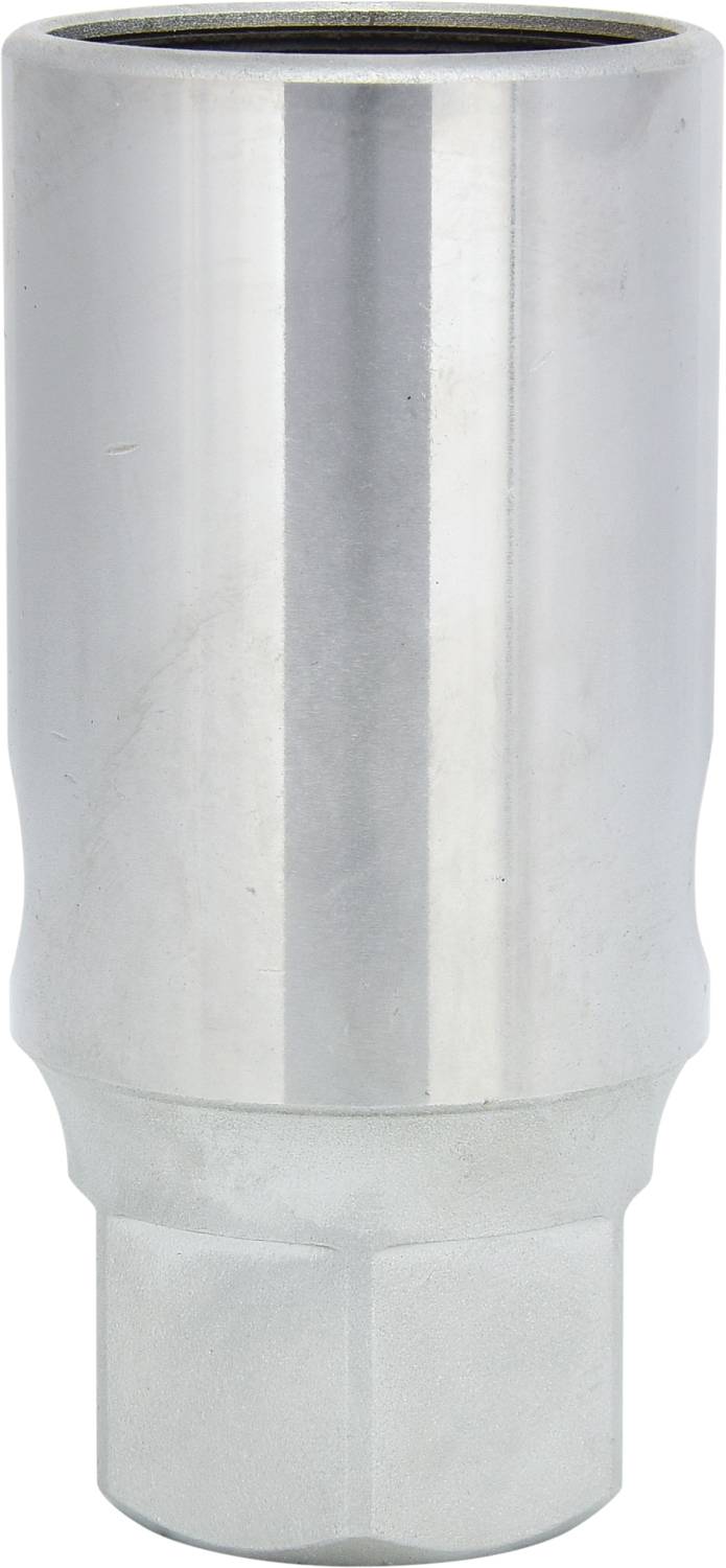Cilindro metallico argentato dalla superficie liscia, utilizzato come inserto per chiave a bussola o componente utensile.