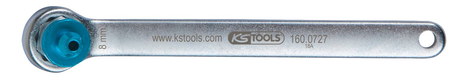 Chiave inglese in metallo con l'iscrizione 'www.kstools.com', dimensione finale di 8 mm, adatta per viti o dadi da 8 mm.