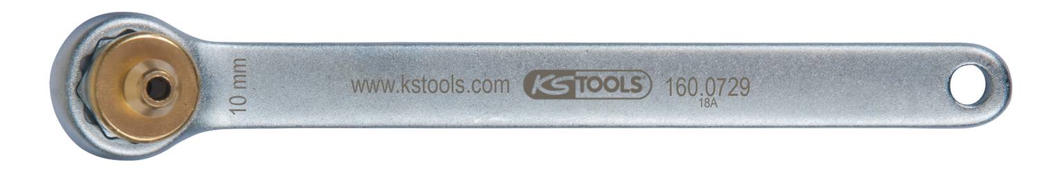Chiave combinata a cricchetto KS Tools, 10 mm, colore argento, con foro all'estremità per un facile stoccaggio. Adatta per lavori meccanici.