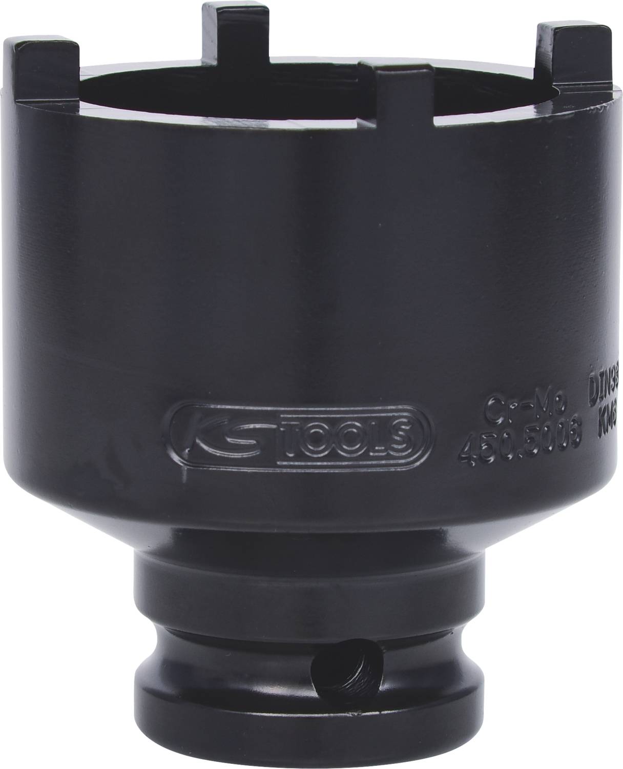 Un accessorio nero per strumenti speciali, di forma rotonda con aperture sulla parte superiore, utilizzato per impieghi professionali.