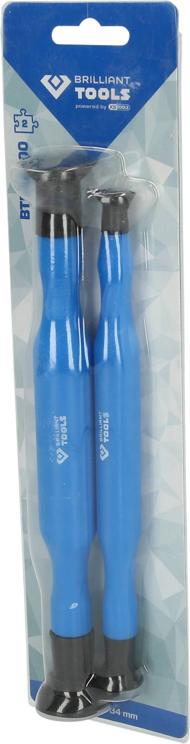Due cacciaviti blu in confezione, contrassegnati con 'BRILLIANT TOOLS' per l'uso in riparazioni o lavori artigianali.
