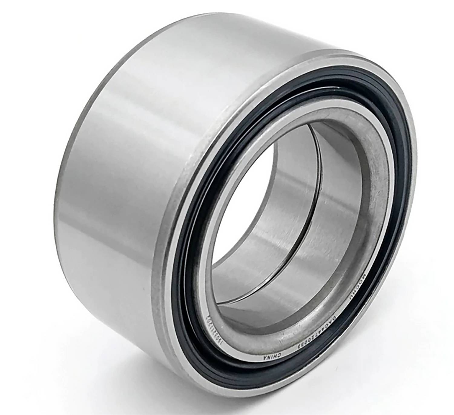 Un cuscinetto a sfera metallico color argento, forma cilindrica, con parti disposte concentricamente visibili, idoneo per applicazioni di ingegneria meccanica.