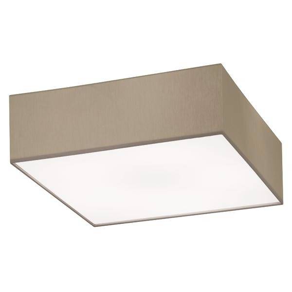 Plafoniera rettangolare con diffusore bianco e cornice marrone. Adatta per interni moderni.