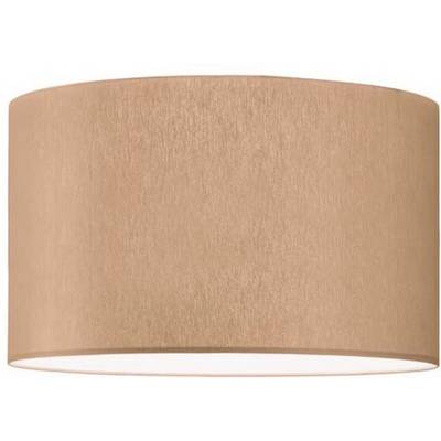 Un paralume semplice, cilindrico, in tessuto beige-marrone.