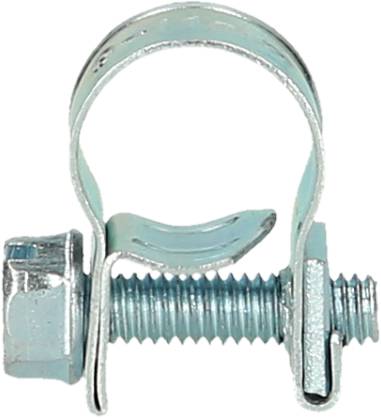 Una fascetta metallica con vite, probabilmente utilizzata per fissare tubi o condotti, è mostrata nell'immagine.