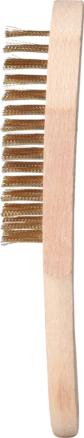 Spazzola in legno con setole metalliche per la pulizia di superfici o scarpe.