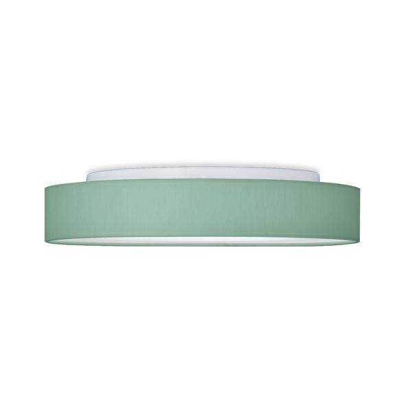 Plafoniera rotonda verde con design essenziale e interno bianco. Adatta per arredamenti di interni moderni.