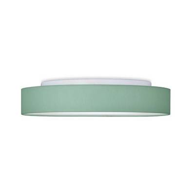 Plafoniera rotonda verde con design essenziale e interno bianco. Adatta per arredamenti di interni moderni.
