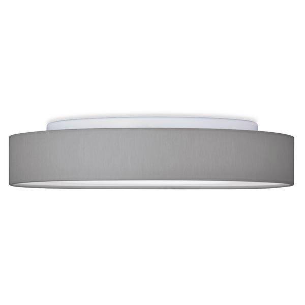 Plafoniera grigia, rotonda, con design essenziale e interno bianco. Perfetta per ambienti domestici moderni o uffici.