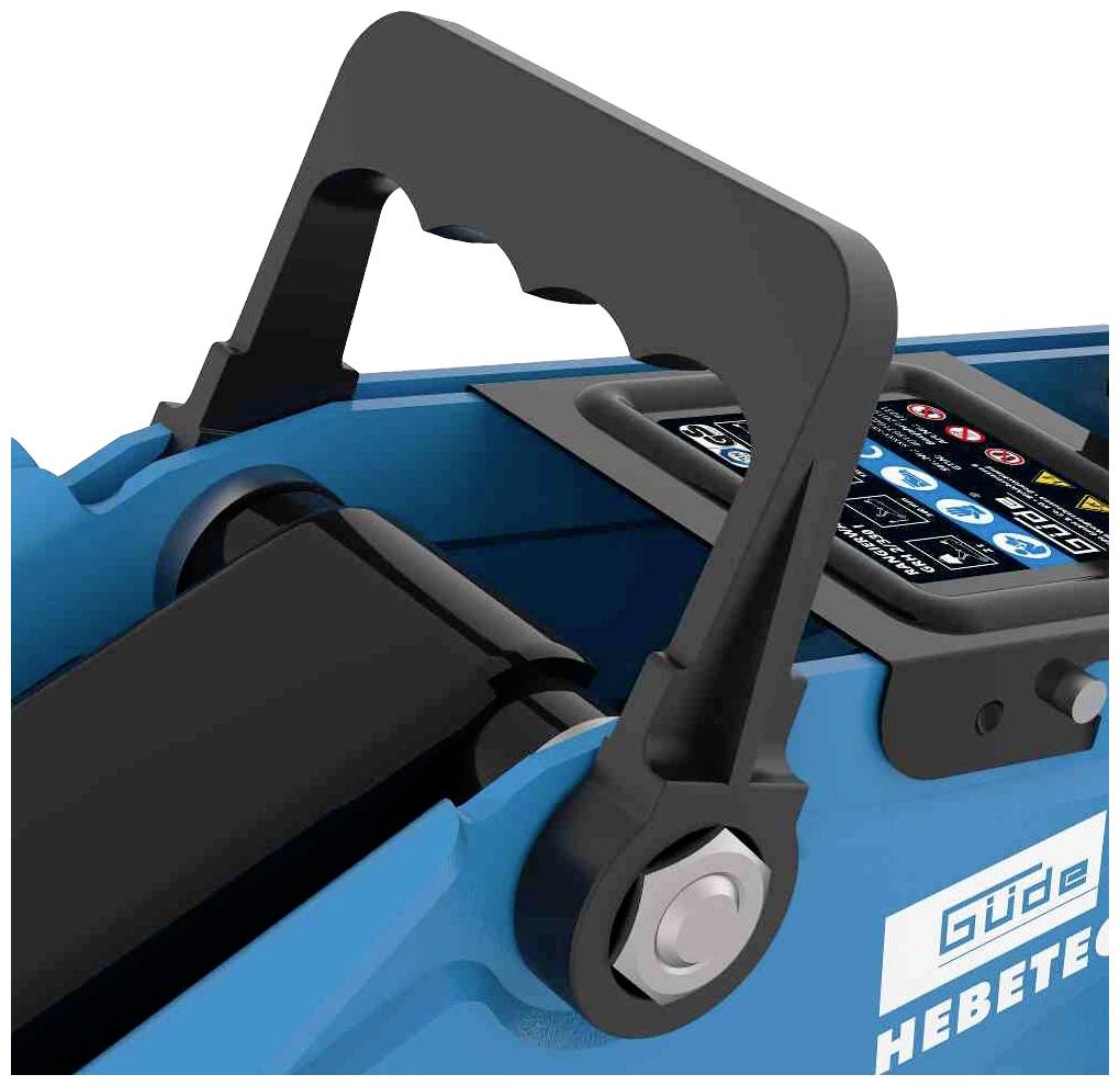 'Primo piano di un utensile blu con manico nero e pannello di controllo con pulsanti sulla parte superiore. Logo del marchio visibile.'