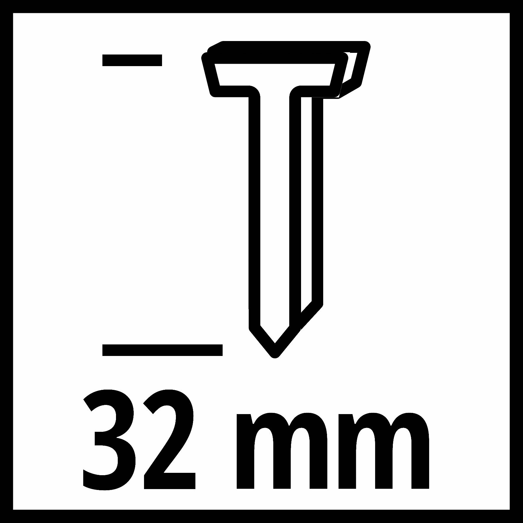 'Rappresentazione schematica di un chiodo lungo 32 mm.'