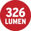 Cerchio rosso con scritta bianca: '326 LUMEN'.