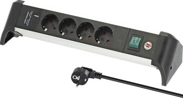 Brennenstuhl 1391040420 Multipresa con interruttore  Argento, Nero Schuko 1 pz.
