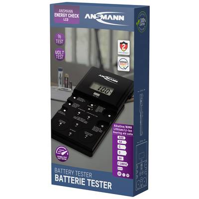'ANSBATT Energy Check LCD' Tester per batterie con immagine del dispositivo. Adatto per batterie Alcaline, NiMH, Litio, batterie per apparecchi acustici.