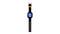 Smartwatch nera con display quadrato che mostra un design animato dello spazio. Ha un cinturino regolabile.
