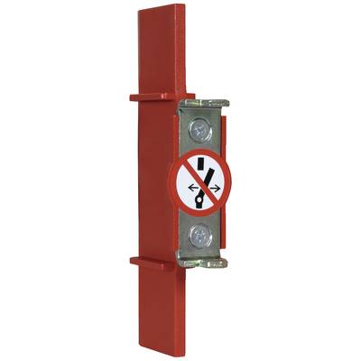 Supporto di bloccaggio rosso con simbolo di non azionamento, che indica che l'interruttore è bloccato in questa posizione.