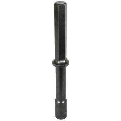 Perno nero esagonale con punta arrotondata, orientato verticalmente. Strumento per fissaggio o montaggio.