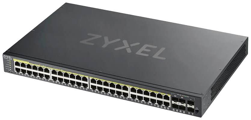 Uno switch di rete ZyXEL con 48 porte Ethernet, idoneo per l'utilizzo in reti aziendali e data center.