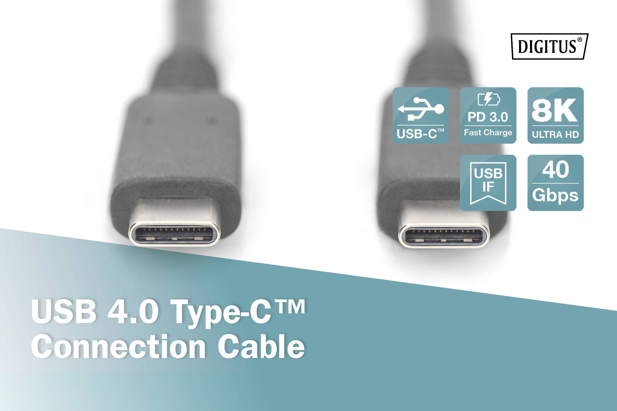 Diagramma mostra un cavo USB 4.0 Tipo-C al centro, collegato a computer, monitor e TV sul lato sinistro, nonché altoparlanti, monitor e notebook sul lato destro.