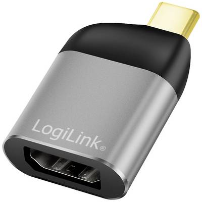 Un adattatore da USB-C a HDMI di LogiLink con design compatto e finitura metallica, che consente connessioni HDMI su dispositivi USB-C.