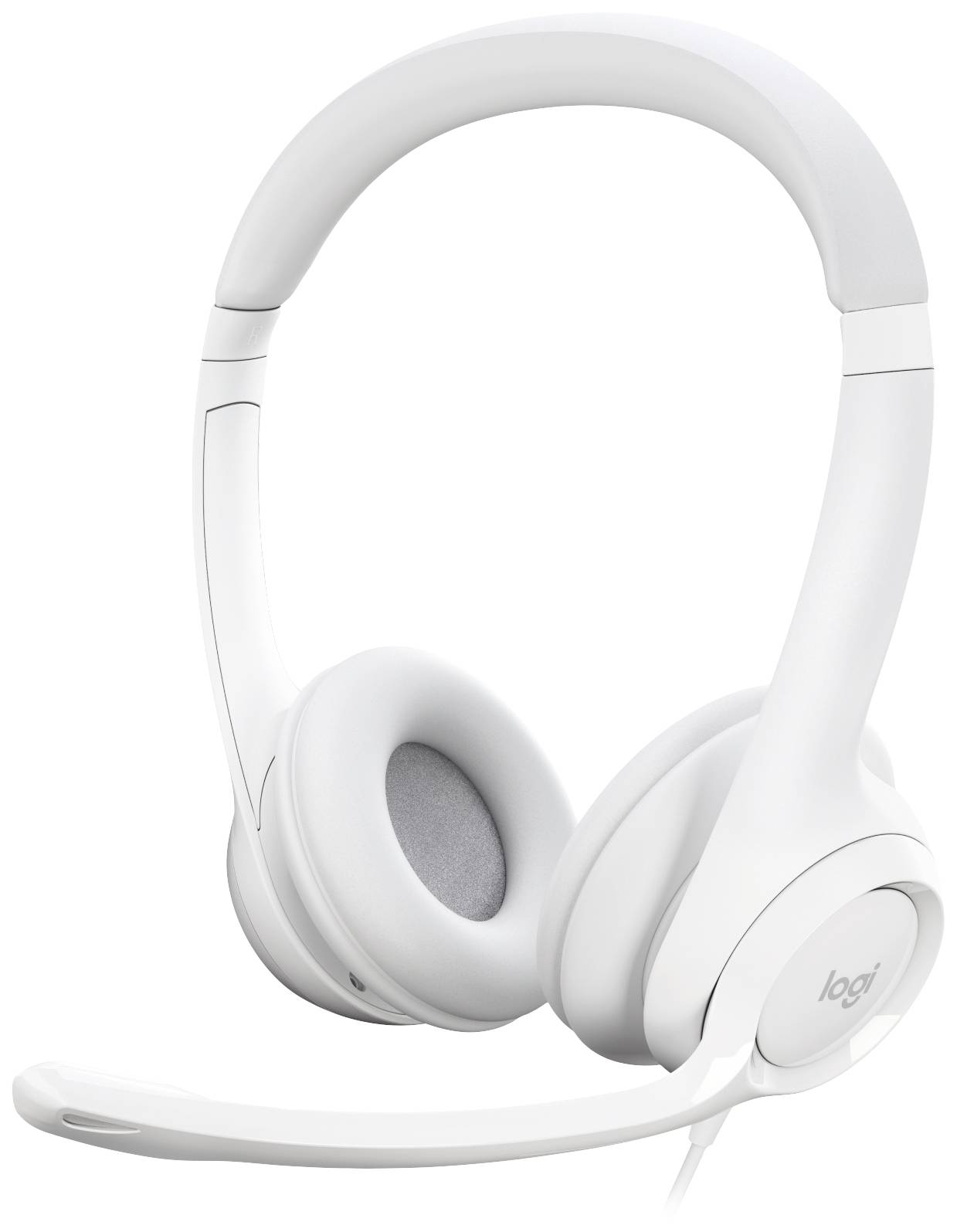 Cuffie over-ear bianche con microfono integrato.