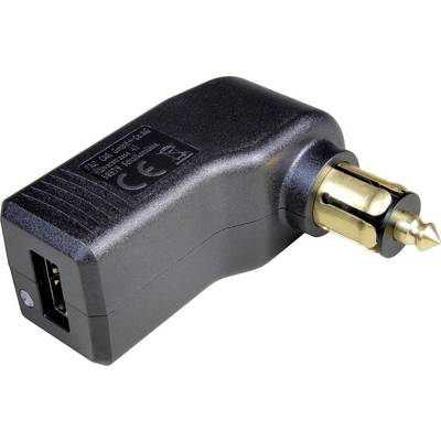 Adattatore di ricarica USB per auto nero con spina dorata per accendisigari.
