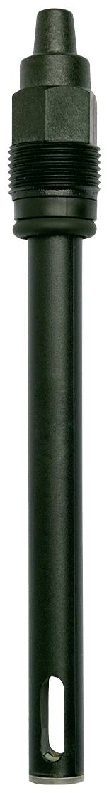 Un cilindro nero con filettatura, presumibilmente parte di un utensile o dispositivo tecnico.