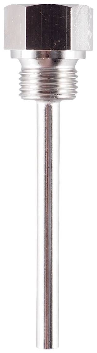 Manicotto metallico o sensore con testa esagonale e albero lungo e liscio, comunemente utilizzato in applicazioni tecniche o industriali.