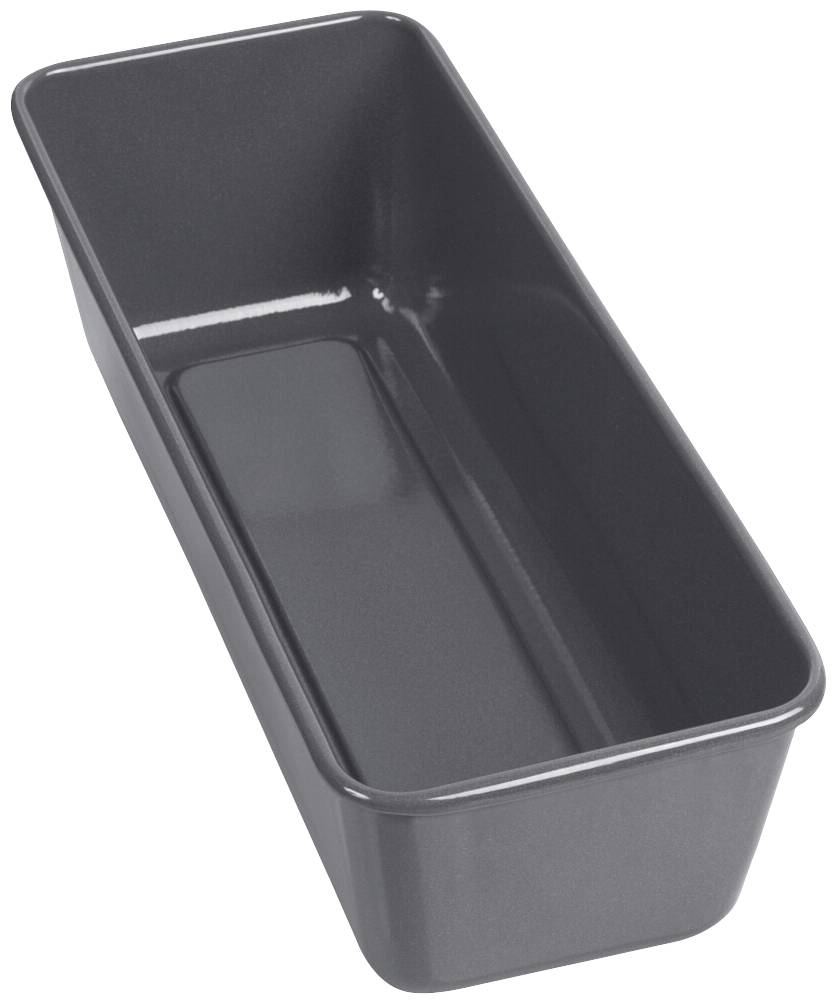 Una forma da forno rettangolare di colore nero. Ha lati lisci ed è rivestita internamente con un trattamento antiaderente.