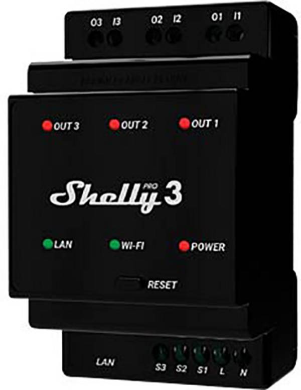 Shelly Shelly Pro 3  Relè su guida DIN  Wi-Fi, Bluetooth