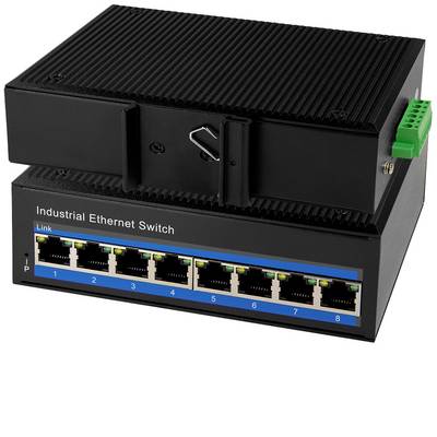 Switch Industriale LogiLink 8 Porte Gigabit PoE | 30W Per Porta Metallo IP40
