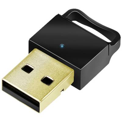 Un adattatore USB con un connettore dorato e un involucro nero, adatto per connessioni wireless.