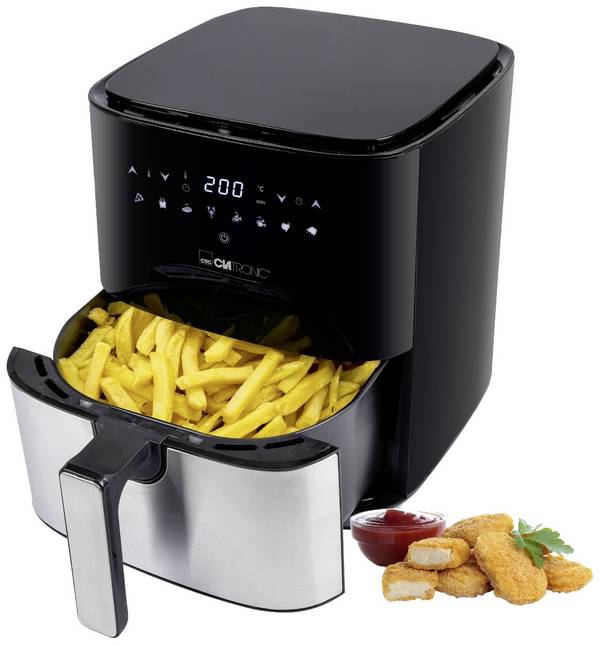 Clatronic FR 3782 H Friggitrice ad aria calda 5.0 l 1450 W Funzione ricircolo aria acciaio inox, Nero