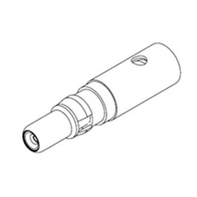 Raffigurazione di un componente tecnico, probabilmente un adattatore o connettore, con forma cilindrica e dettagli come scanalature e cavità.