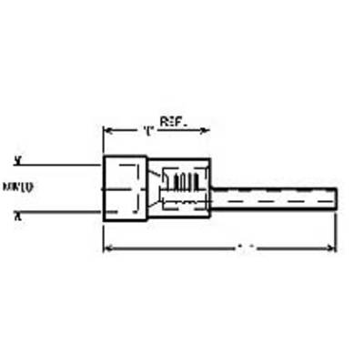 Diagramma di un connettore elettrico con etichette: 'X', 'Y', 'MIN' e 'REF'. Mostra le dimensioni e la struttura di rete.