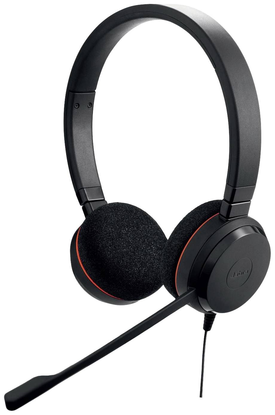 Cuffie Over-Ear nere con cavo e microfono, ideali per telefonate o riunioni online.