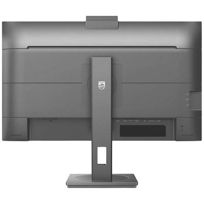 Uno schermo di computer visto da dietro, con un supporto stabile.