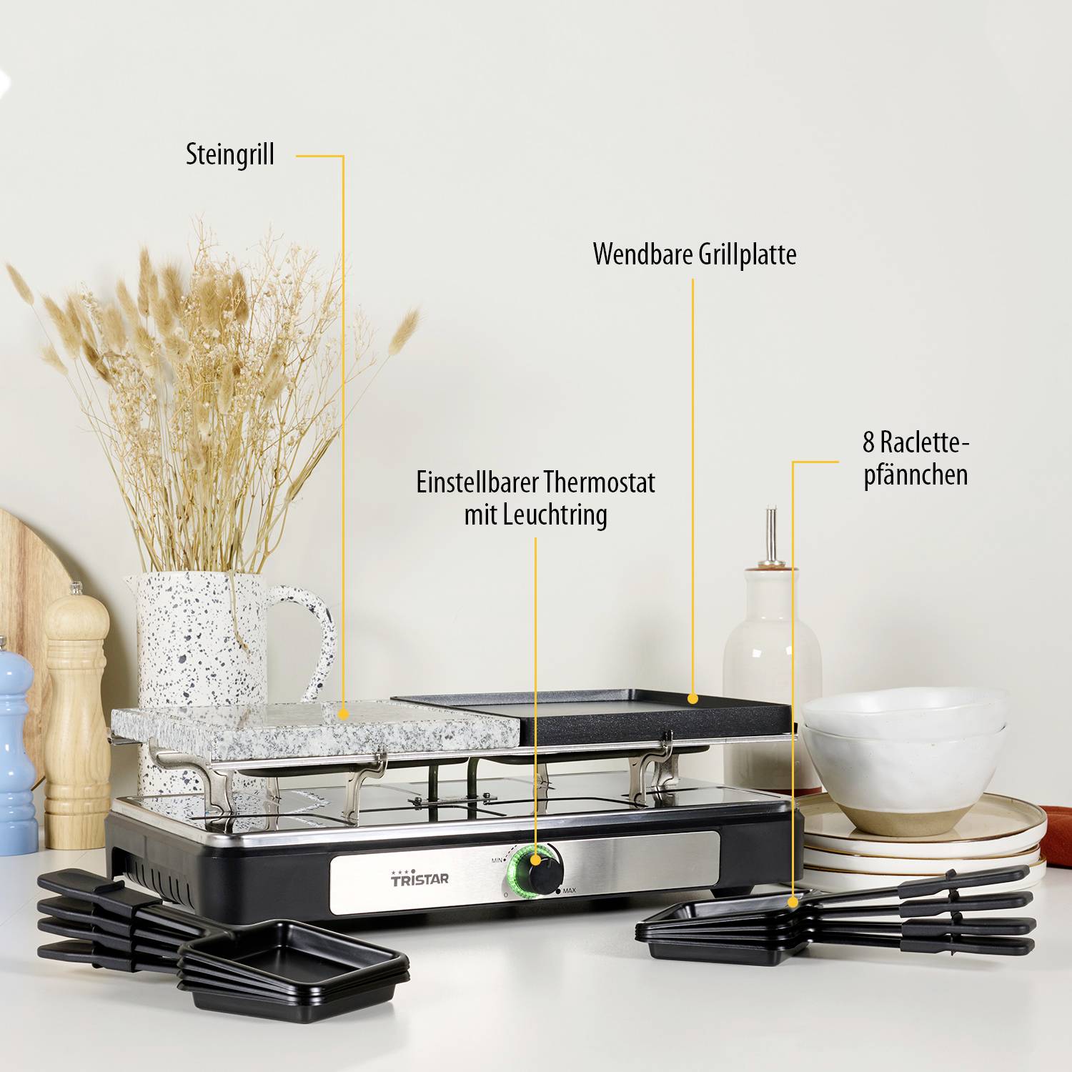Tristar RA-2747 griglia per raclette 8 persona(e) 1400 W Nero-8