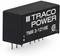 Un piccolo componente elettronico rettangolare con la scritta 'TRACO POWER TMR 3-1210E'. Ha diversi piedini metallici sulla parte inferiore.