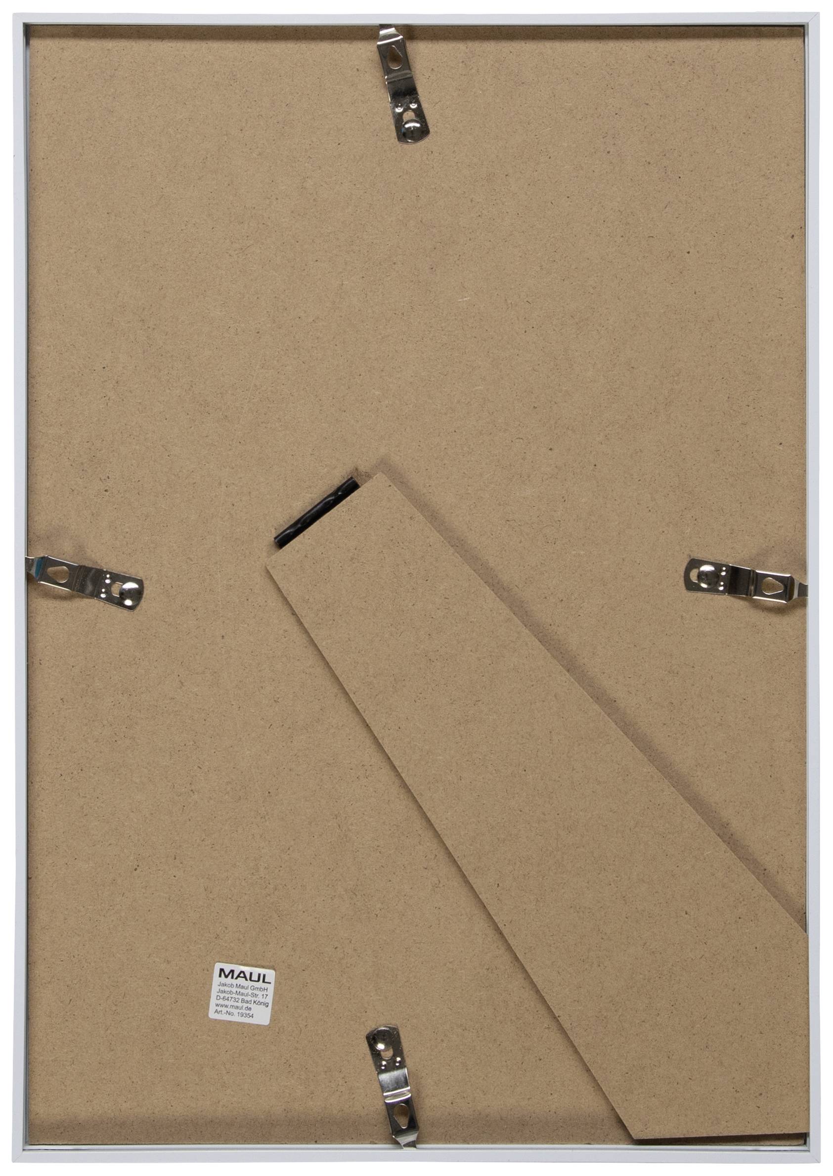 Cornice posteriore con piedistallo e gancio di sospensione. Quattro clip metalliche fissano il retro.