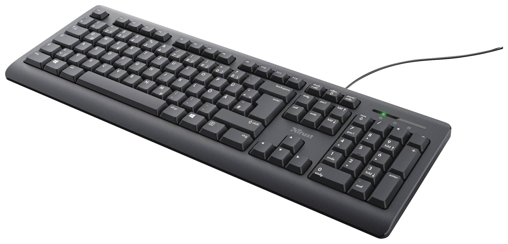 Trust TK-150 Cablato Tastiera Tedesco, QWERTZ Nero con tastierino numerico