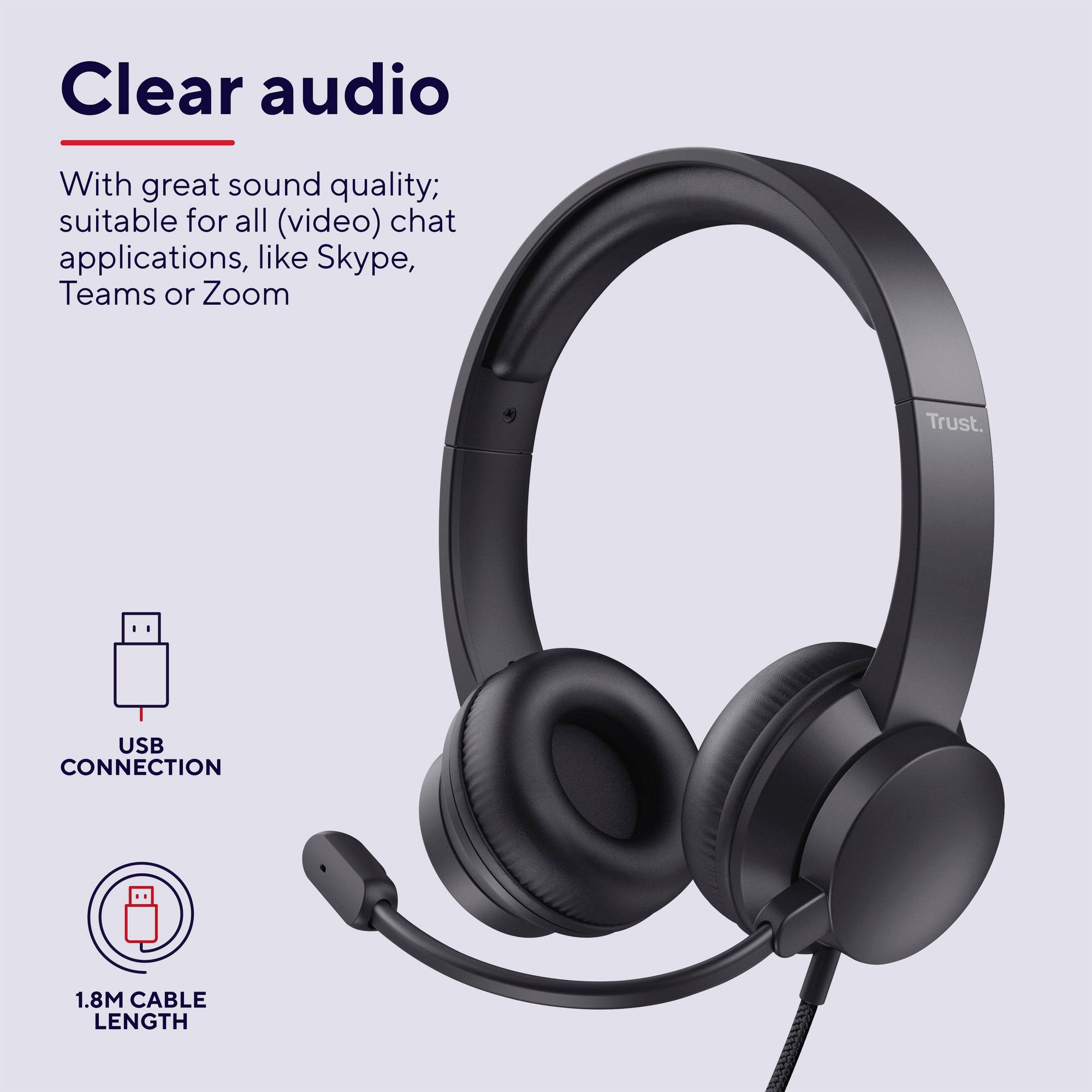 Trust HS-200 Auricolare Cablato A Padiglione Ufficio USB tipo A Nero 24186-7