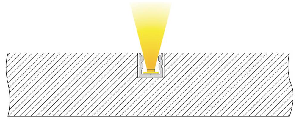 Sezione trasversale di un giunto saldato: un raggio laser giallo viene focalizzato in una stretta scanalatura tra due pezzi metallici.
