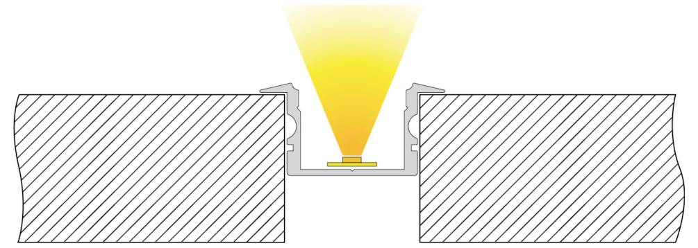 Diagramma in sezione trasversale di uno stampo in due parti che mostra del materiale fuso versato in una cavità centrale tra due blocchi.